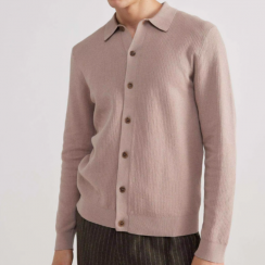 Mens Polo Neck Wool Blend Cardigan