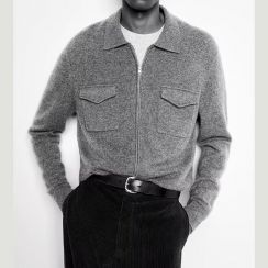 2 Pcs Fashionable Casual New Trend Black Knitted Zipper Cardigan