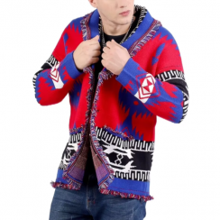 Ethnic Style Jacquard Knitted Cardigan for Men