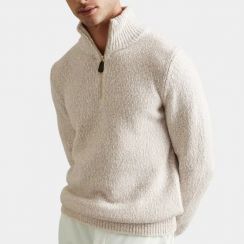 2 Pcs Wool Cotton Blend Zipped Funnel Neck Jumper Sweater