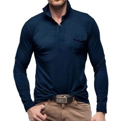 Cotton Long Sleeve Polo Shirt for Men
