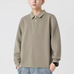 3 Pcs Mens Trendy Solid Korean Style Long Sleeve Polo Shirts