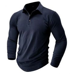 4 Pcs Mens Casual Cotton Long Sleeved Polo Shirt